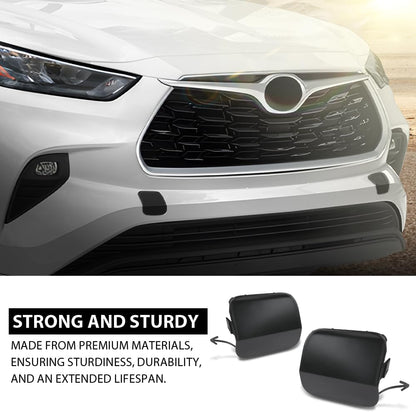 G-PLUS Pair Front Bumper Tow Hook Eye Cover Cap, Compatible with Toyota Highlander 2020-2023, Left & Right Side 2PCS, 521270E930, 521280E933