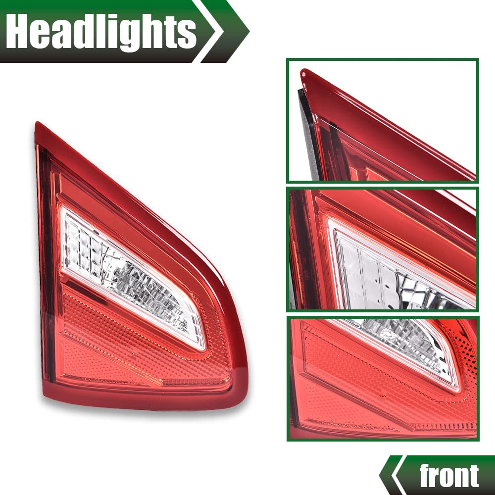 G-PLUS Inner Tail Light Compatible With 2016 2017 2018 Nissan Altima SR Model 4-Door Sedan Automotive Trunk Brake Rear Lid Inner Lamp Chrome Housing, Driver Side (Left)
