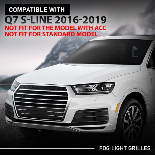 G-PLUS Pair Front Bumper Lower Grille Fog Light Grill Covers, Compatible with Audi Q7 S-Line 2016-2019, LH Driver & RH Passenger Side 2PCS, 4M0807681D, 4M0807682D