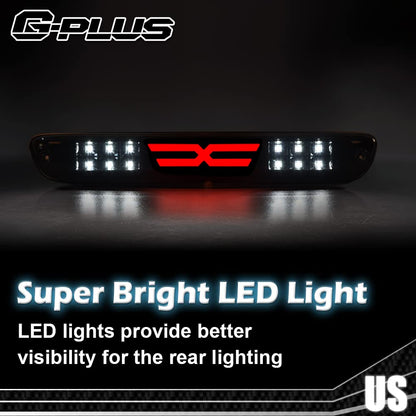 G-PLUS LED 3rd Third Center High Mount X Stop Light Lamp Compatible with 2004-2012 Chevy Colorado/GMC Canyon 2006-2008 Isuzu I-Series 3D LED Bar Tail Brake Light 15286505