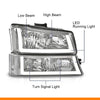 G-PLUS LED Headlights Assembly + Tail Lights Fit Chevy Silverado 1500 1500 HD 2500 2500 HD 2003-2006, Clear Lens Chrome Housing Clear Reflector Headlamps Assembly Dark Red Taillights