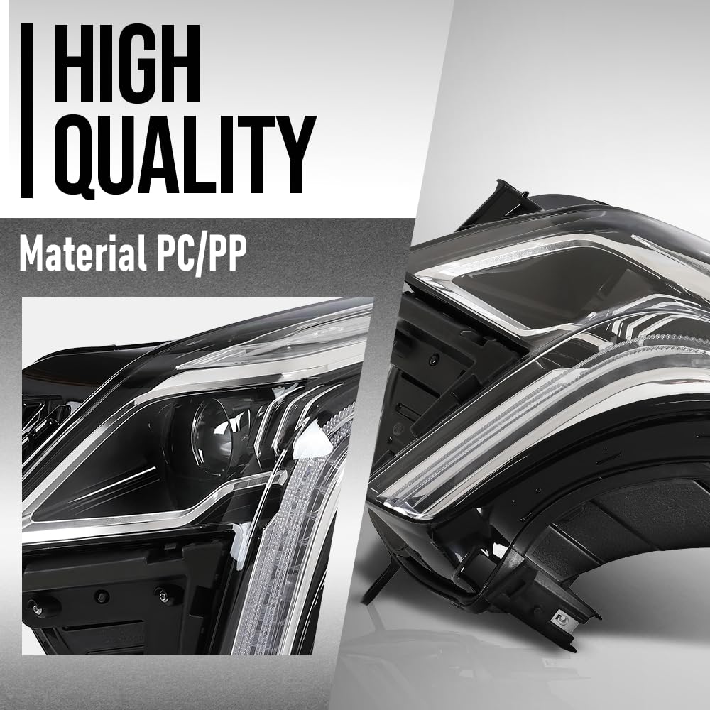 G-PLUS LED Headlight Front Left Driver Side Compatible with Cadillac XT5 2020-2023 84849607 Black