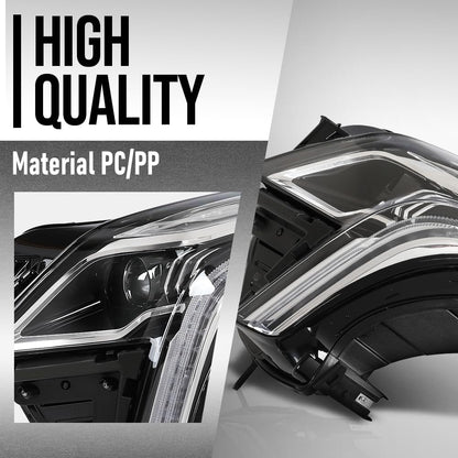 G-PLUS LED Headlight Front Left Driver Side Compatible with Cadillac XT5 2020-2023 84849607 Black