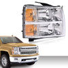 G-PLUS Headlights Assembly Compatible with Chevy Silverado 2007-2013/Fit Chevy Silverado 2500 HD 3500 HD 2007-2014 Bumper Headlamp Right Passenger Side Clear lens Chrome Housing Amber Reflector