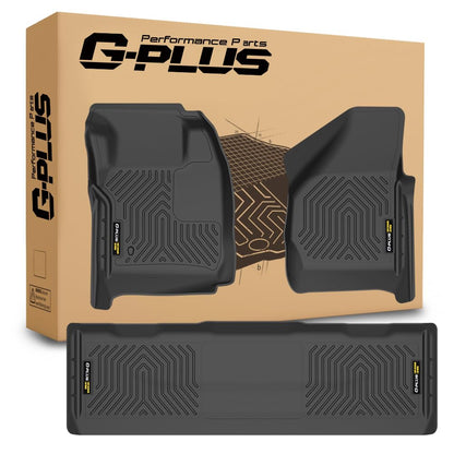 G-PLUS Floor Mats Compatible with 2008-2010 Ford F250 F350 F450 Crew Cab Without Manual Shifter (Footwell Coverage) All Weather Full Cover Protection TPE Car Floor Cargo Liners, Black