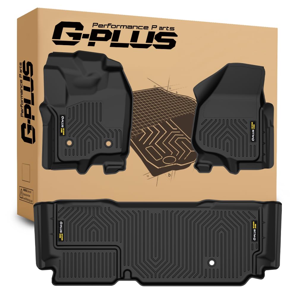 G-PLUS TPE Floor Mats Fit Ford F250 F350 SuperCab 2012 2013 2014 2015 2016 1st & 2nd Row Truck Accessories Cargo Liners All Weather Protection Floor mats&Cargo Liner Black
