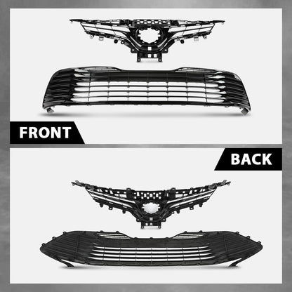G-PLUS Front Bumper Upper & Lower Grille Black Trim Compatible with Toyota Camry LE XLE 2018-2020 5310106A70