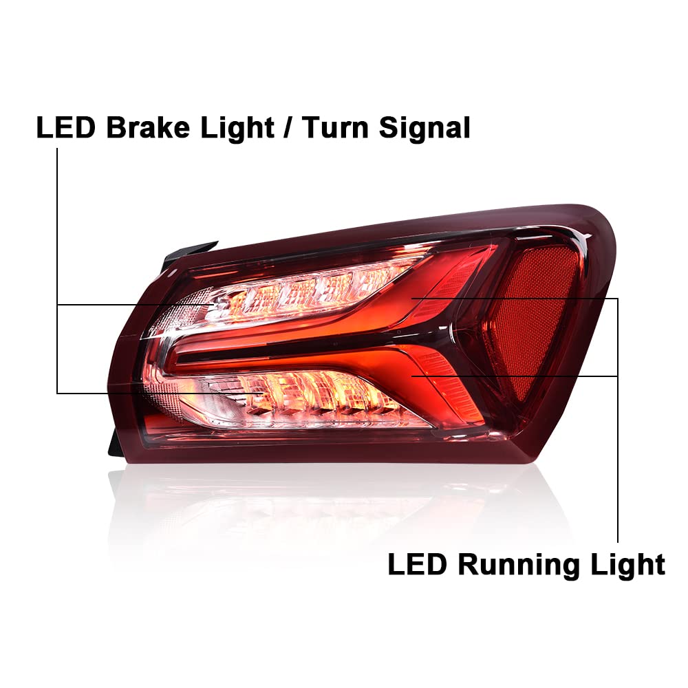G-PLUS LED Tail Light Lamp Compatible with Chevy Malibu 2019-2022 Passenger Rear Lamps Tail Lights Red Clear lens Chrome Houning 84595943 Luces Traseras Rear Brake Lamps Assembly Faros Traseros