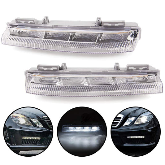 G-PLUS Daytime Running Light Assembly Replacement For Mercedes-Benz W204 S204 W212 R172 C230 C250 C300 C350 E350 E400 E550 Super Bright Fog Driving Lamp w/LED Bulbs Left & Right Side 1 Pair