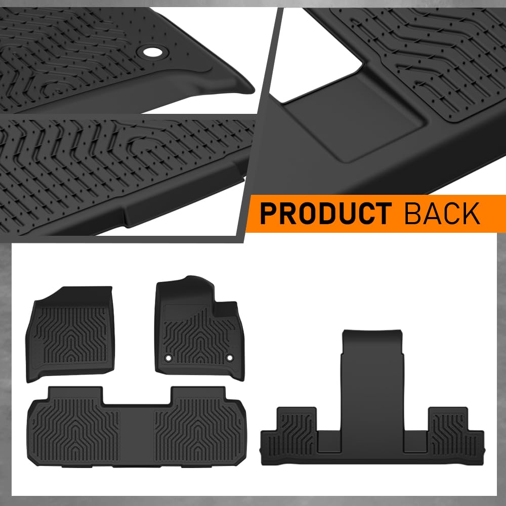 G-PLUS Floor Mats Fit for Chevy Traverse 2018-2024 7 Seats (2nd Row Bucket Seat) TPE All Weather Custom Fit Heavy Duty Floor Liners,1st & 2nd & 3rd Row Car Mats Black