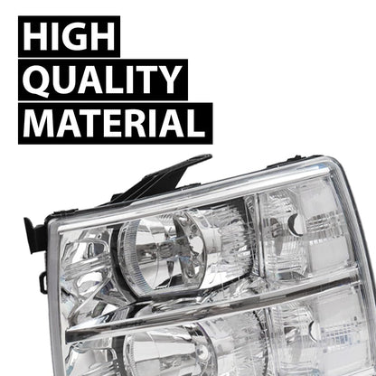 G-PLUS Headlights Assembly, Fit Chevy Silverado 2007-2013,Fit Silverado 2500 3500 & HD 2007-2014 Clear Lens Chrome Housing Clear Reflector,faros delanteros
