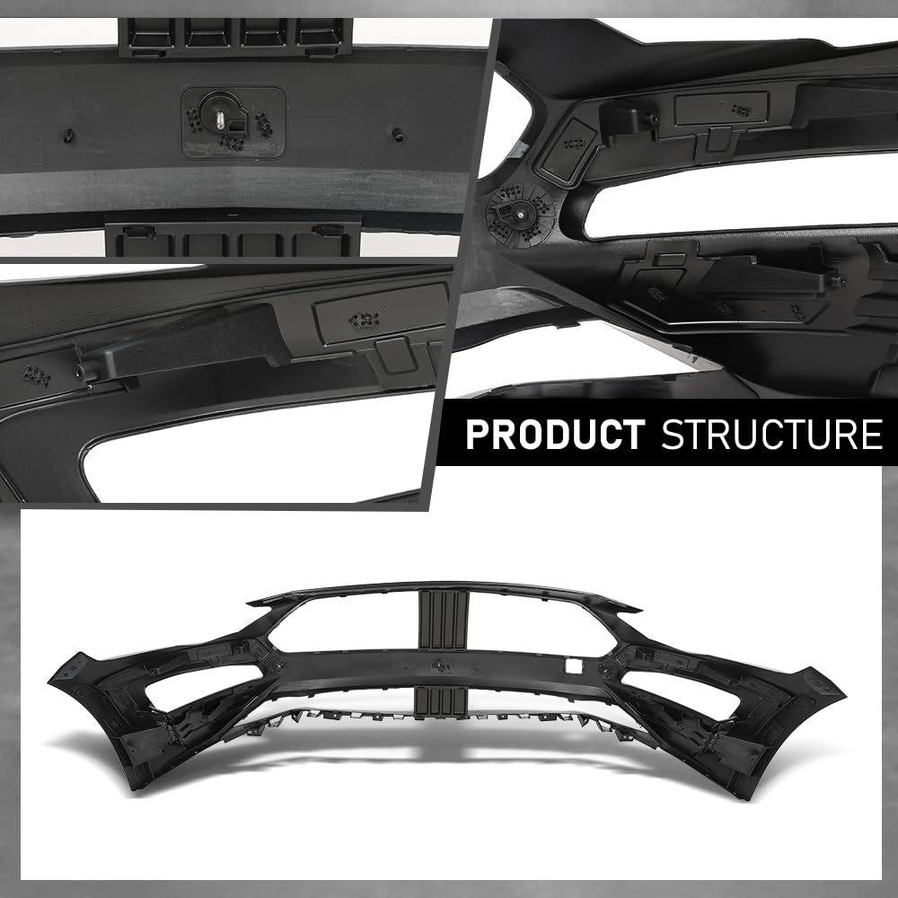 G-PLUS Front Bumper Cover Fascia Compatible with Ford Mustang 2018 2019, JR3Z17D957DAPTM, FO1000746, Primed Black
