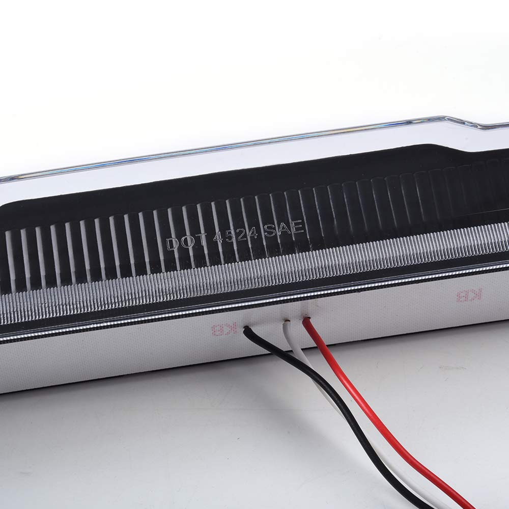 G-PLUS White Cover Black Bottom 3D LED Bar For 07-13 Compatible for Silverado/Sierra 3rd Third Brake Light/Cargo Lamp Lens