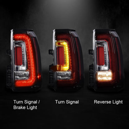 G-PLUS LED Rear Right Tail Light Assembly Fit GMC Yukon/Yukon XL (Denali, SLE, SLT) 2015-2018, Right Passenger Side Rear Brake Lamp, Clear Lens Red/Black Housing, GM2801268