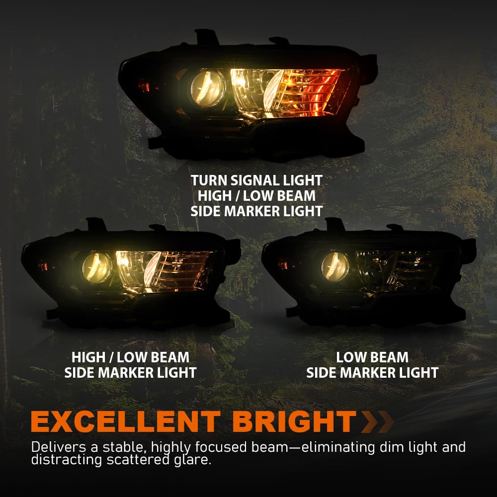 G-PLUS Headlight Assembly Right Side w/o LED Daytime Running Compatible with Toyota Tacoma 2016-2017 8111004260, 8111004250, 8111004261, 8111004262, TO2503243 No Modification Needed White