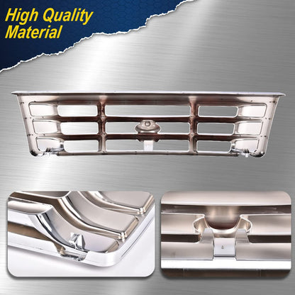 G-PLUS Front Grille Compatible with 1992-1996 Bronco/1992-1997 Ford F150 F250 F350 Chrom Plastic Truck Replacement