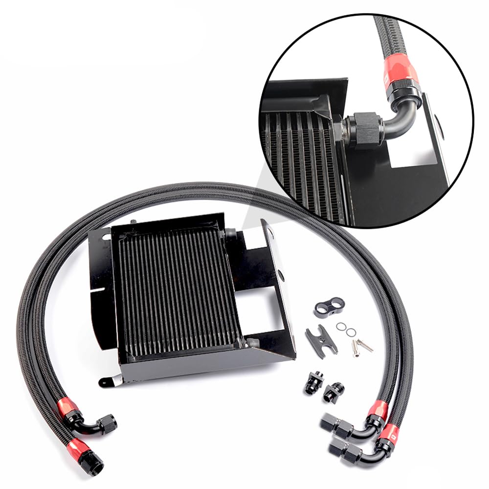 G-PLUS Engine Transmission Oil Cooler Kit Upgrade 25 Row Aluminum Compatible With BMW 3 SERIES 335I E90 E92 N54 Black