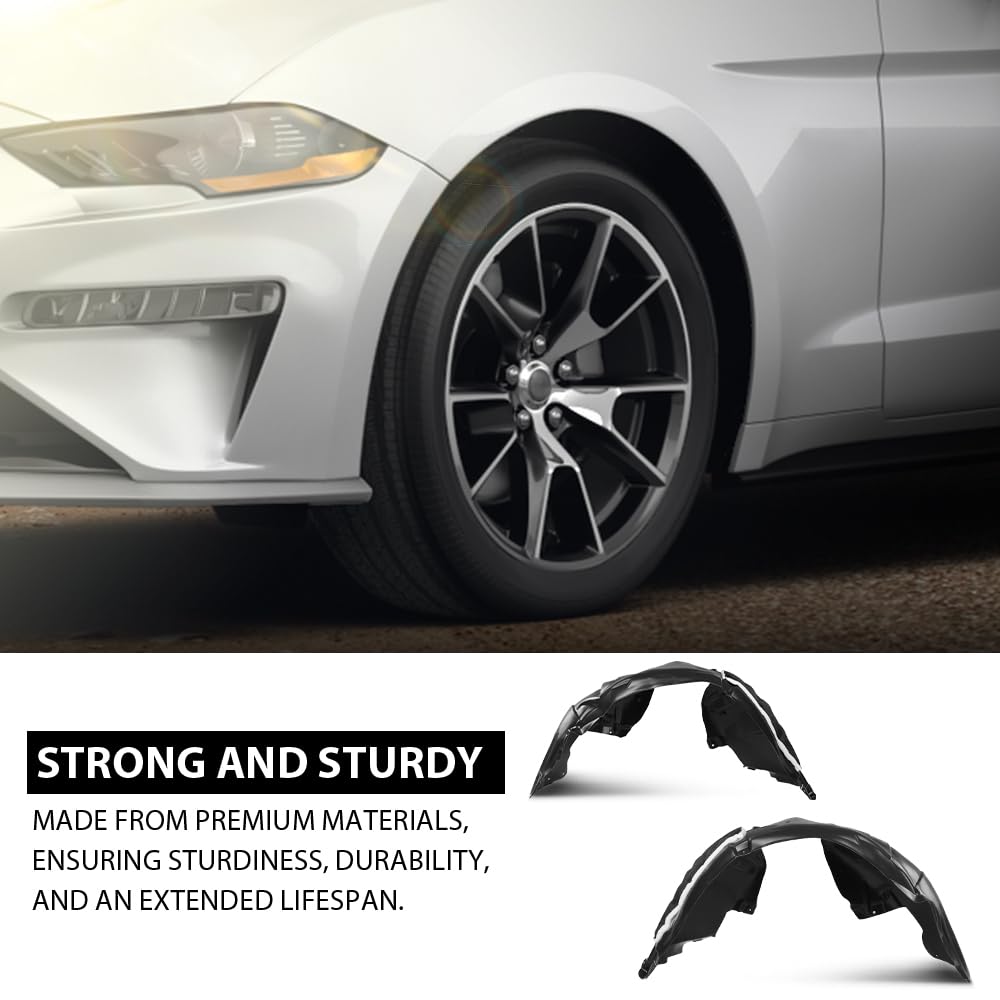 G-PLUS Pair Front Fender Liner Inner, Compatible with Ford Mustang EcoBoost GT 2018-2023 For Models Without Performance Package, LH Driver & RH Passenger 2PCS, FO1248190, FO1249190
