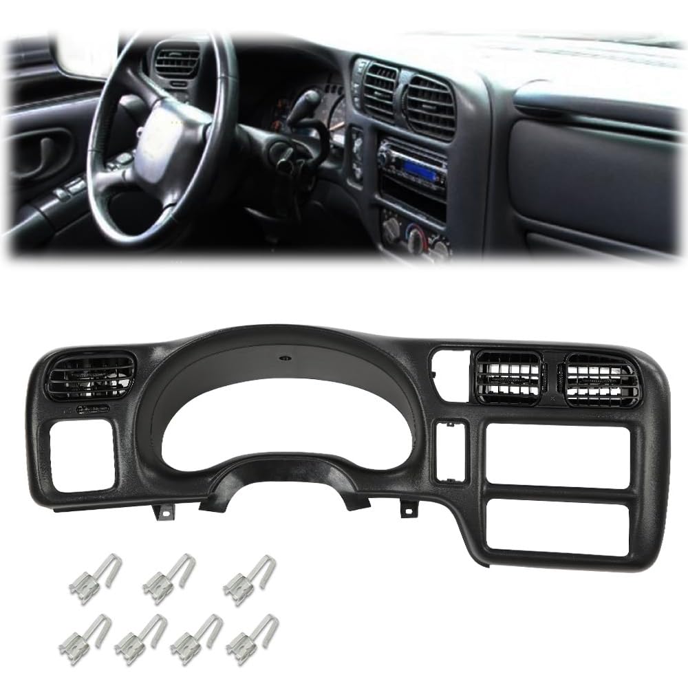 G-PLUS Dashboard Cover Single Din Compatible with Chevy Blazer S10/GMC Jimmy Sonoma 1998-2004 Dash Trim Bezel Cover (Black)