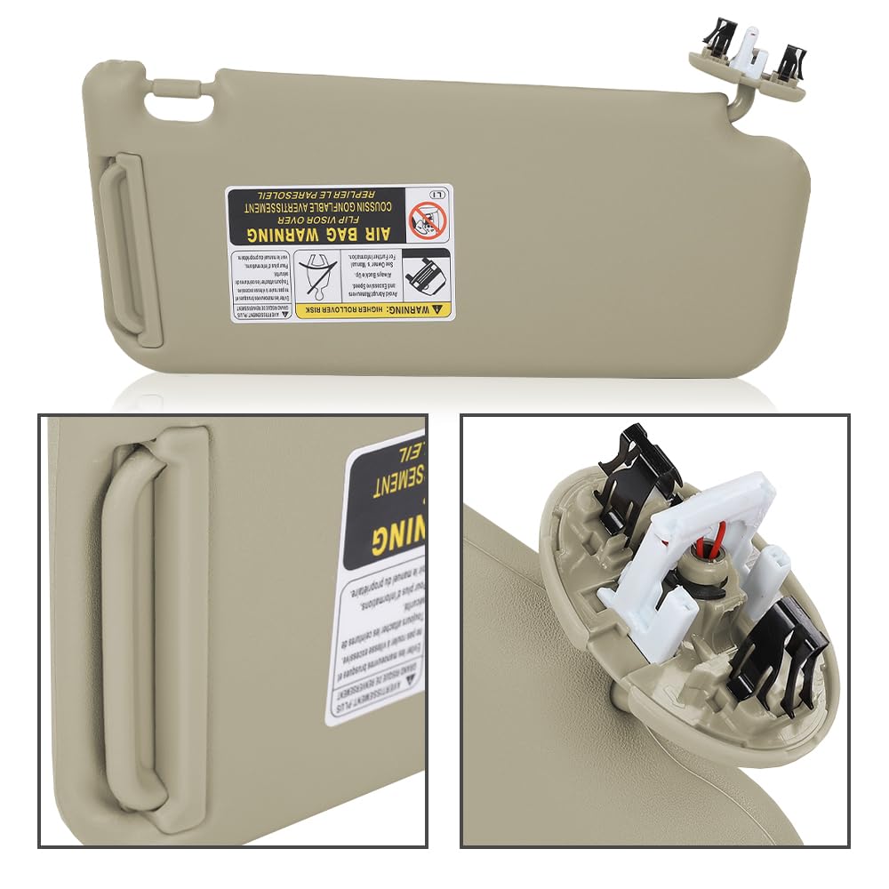 G-PLUS Beige Left Side Sun Visor with Mirror Compatible with Toyota RAV4 2006-2013 74320-42501-A1