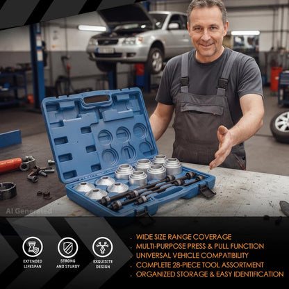 G-PLUS 28Pcs Press Pull Sleeve Kit Compatible with The Removal and Installation of Bushes/Bearings and Seals Etc Silver