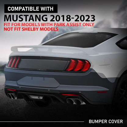 G-PLUS Rear Bumper Cover w/Holes Compatible with Ford Mustang 2018-2023, Fit Models WITH Park Assist Only, NOT Fit Shelby Models, 187-10329, JR3Z17K835AAPTM, FO1100737