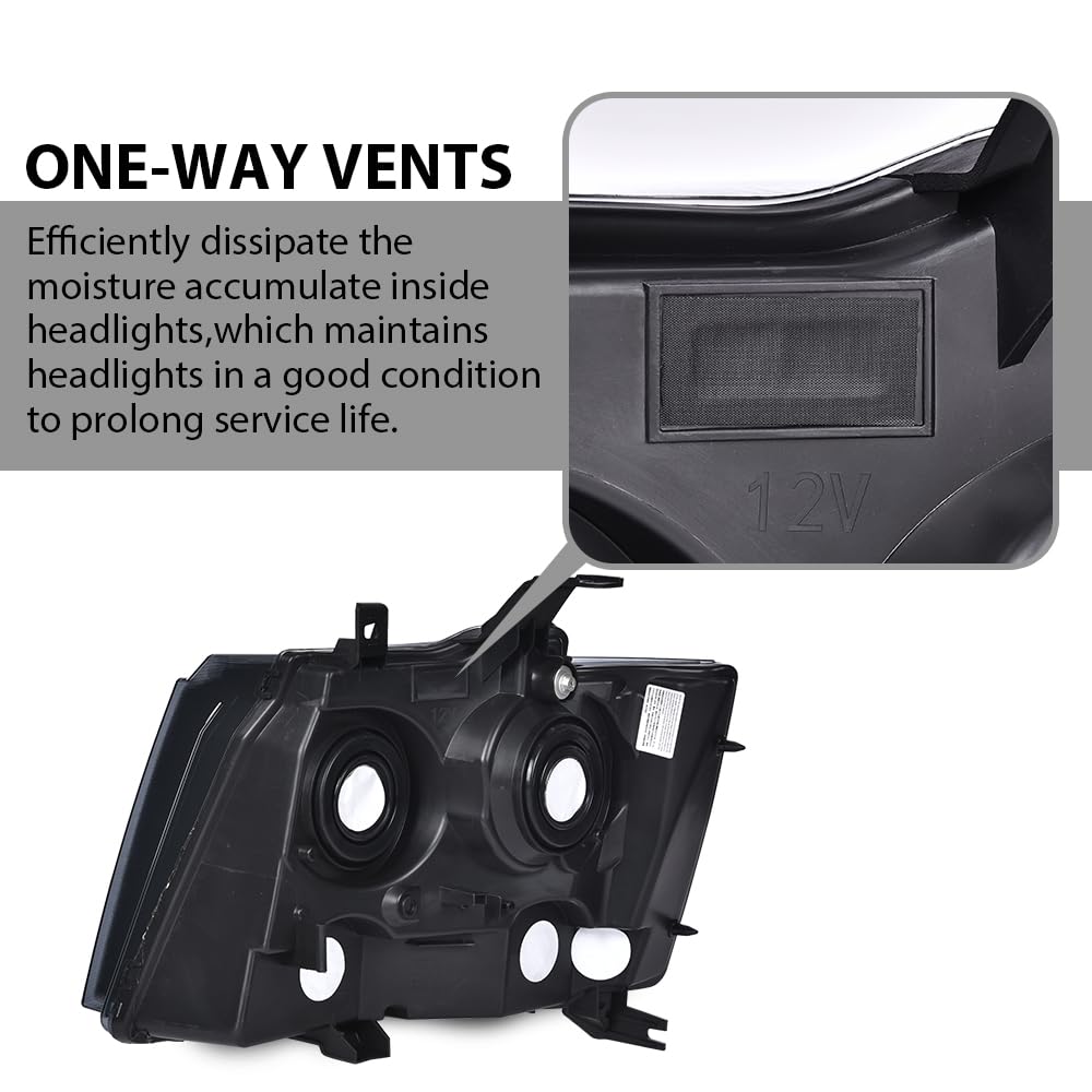 G-PLUS Headlights Assembly, Compatible with 2007-2014 Chevy Suburban/ 2007-2013 Tahoe Avalanche Bumper Headlamps, Smoky Lens Black Housing Amber Reflector,faros delanteros