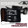 G-PLUS Headlights Assembly Compatible with GMC Sierra 1500 2007-2013 /Fit for GMC Sierra 2500HD 3500HD 2007-2014 Headlamps Left and Right Side Smoky Lens Black Housing Amber Reflector,faros delanteros