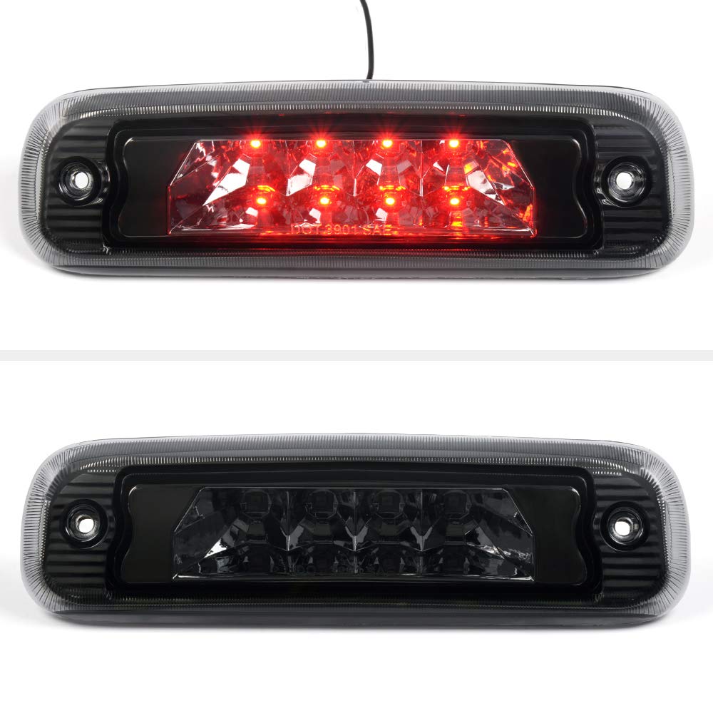 G-PLUS LED Third 3rd Brake Cargo Light Compatible With 1997 1998 1999 2000 2001 Cherokee, Rear Roof Center High Mount Stop Tail Light Replacement (Chrome Housing Smoky Lens)
