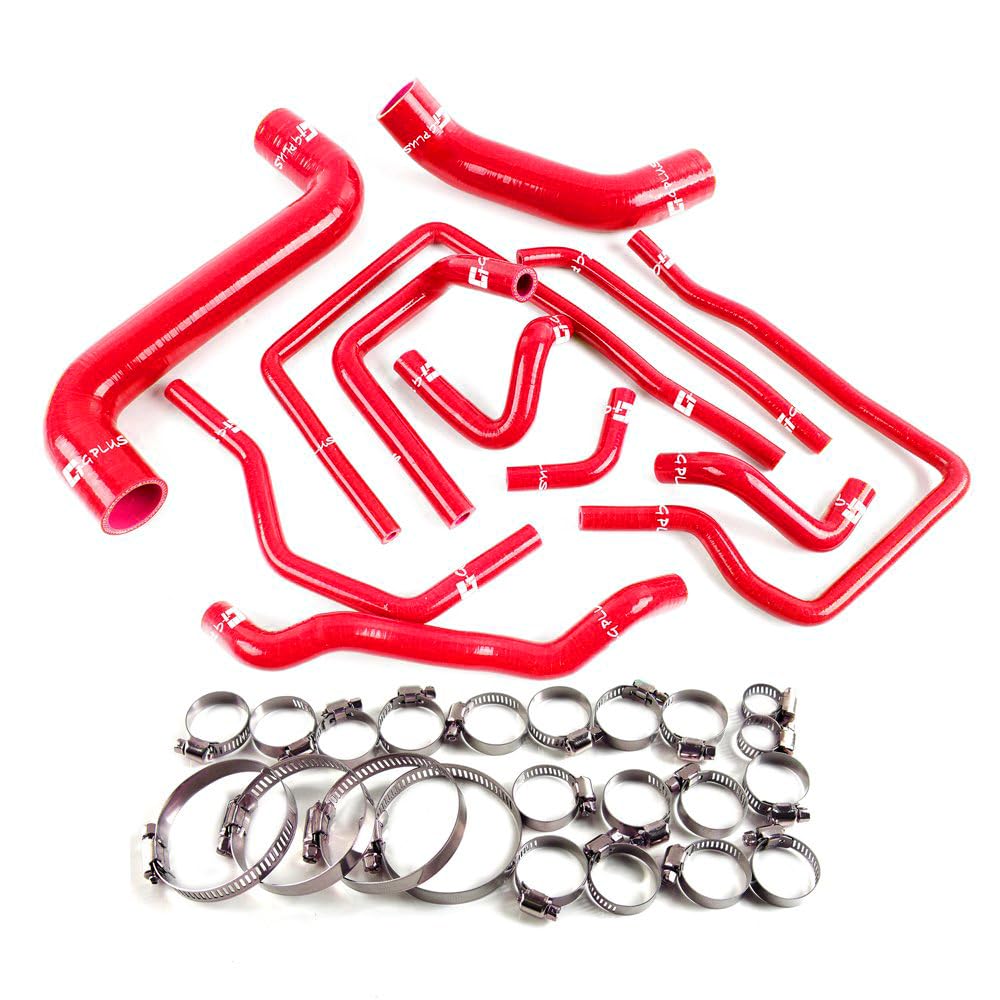G-PLUS Silicone Radiator Coolant Hose Kit Clamps Compatible With Subaru Impreza GDA/GDB WRX/STi EJ207 2002-2007 Red