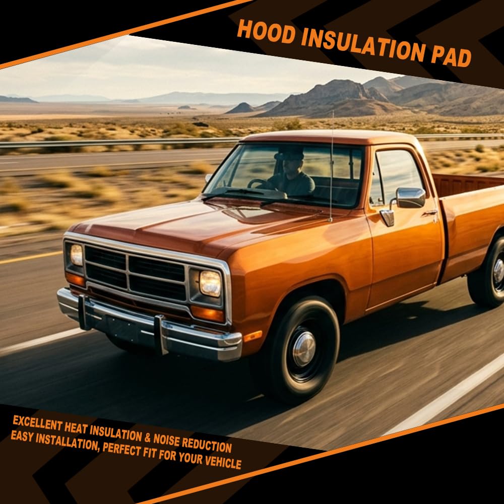 G-PLUS Hood Insulation Pad w/ Clips Compatible with Dodge Ram Truck 1981-1993 | OE Replacement | Noise & Heat Reduction | 1-Year Warranty
