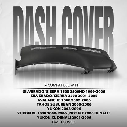 G-PLUS Upper Dashboard Dash Cover Cap Compatible with Chevy Silverado GMC Sierra 1500 2500HD 1999-2006, Fit Silverado Sierra 3500 2001-2006 Black