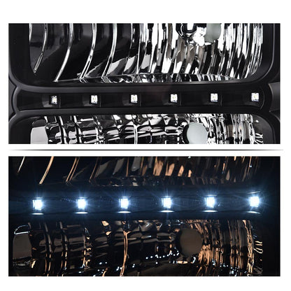 G-PLUS LED Headlights Assembly Compatible with Ford F250 F350 F450 F550 Super Duty 2005 2006 2007, Headlamps DRL BAR Point Style Clear Lens Black Housing Clear Reflector,faros delanteros