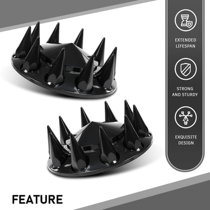 G-PLUS Front Wheel Covers 33mm Spiked Hub Axle Compatible with Semi-Trucks 22.5" and 24.5" Wheels, ABS Plastic Black Pair Semi Truck Hub Covers