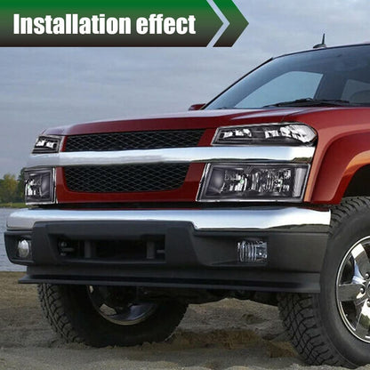 G-PLUS Headlights Assembly Fit Chevy Colorado/GMC Canyon 2004-2012,Fit Isuzu i-280 i-350 2006/Isuzu i-290 i-370 2007-2008 Headlamps Clear Lens Black Housing Clear Reflector,faros delanteros