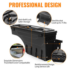 G-PLUS Lockable Truck Bed Storage Box Right for Dodge Ram 1500 2500 3500 2002-2018 Close-up View