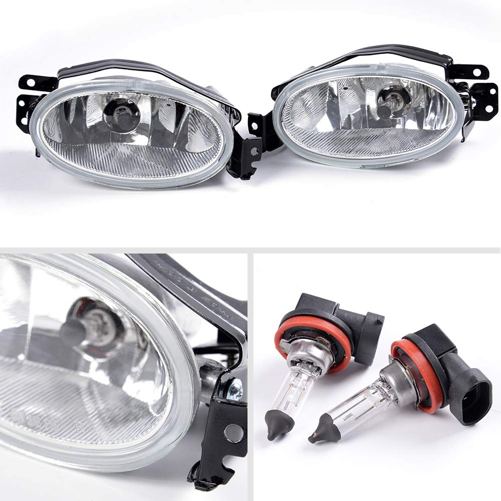 G-PLUS Clear Plastic Lens Bumper Driving Fog Lights Compatible With 2013-2015 Honda Civic Sedan 4-Door Lights Assembly With H11 12V 55W Halogen Bulbs + Wiring Kit & Swith