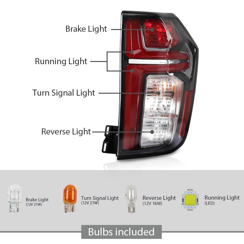 G-PLUS Tail Light Assembly Compatible with 2021-2023 Chevy Suburban/Tahoe,Right Passenger Rear Brake Lamp Luces Traseras 84849417, GM2801322 Clear & Red