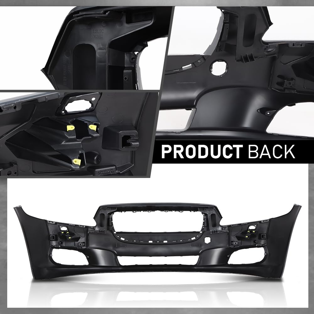 G-PLUS Front Bumper Cover Compatible with Jaguar XJ 2011-2015, Fit Jaguar XJR (Submodel: Base, L) 2014 2015, w/o Parking Aid Sensor Holes, C2D5370XXX, JA1000148, Black