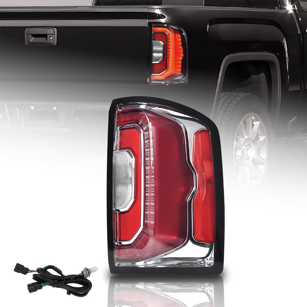 G-PLUS LED Tail Light Lamp w/Bulbs RH Passenger Side Compatible with GMC Sierra 1500 2016-2018/Fit GMC Denali 1500 2016-2018/Fit GMC Sierra 1500 Limited 2019, Luces Traseras Rear Brake Lamps Assembly