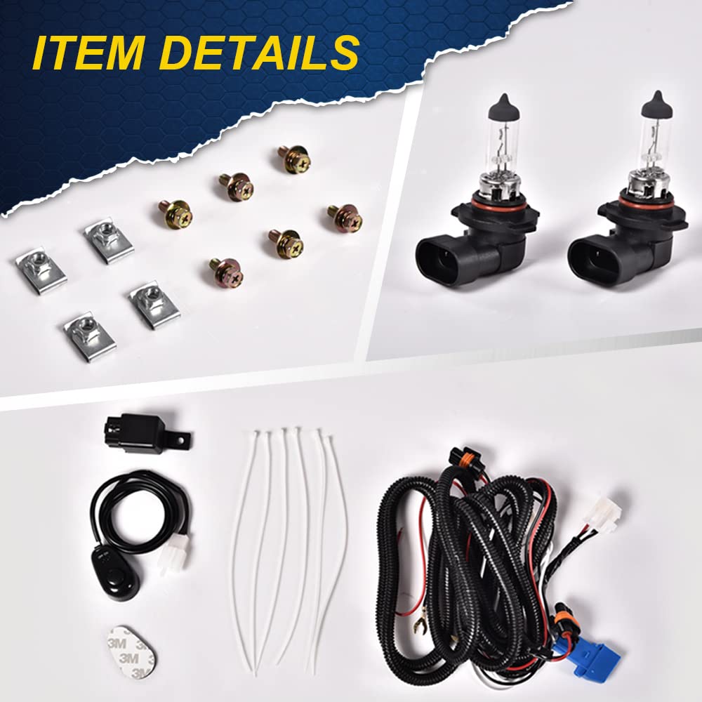 G-PLUS Bumper Fog Lights Compatible With 2011-2014 Ford F150, (NOT For SVT Raptor Models),Driving Fog Lamps w/Switch/Bracket/Bulbs Pair (Yellow lens)