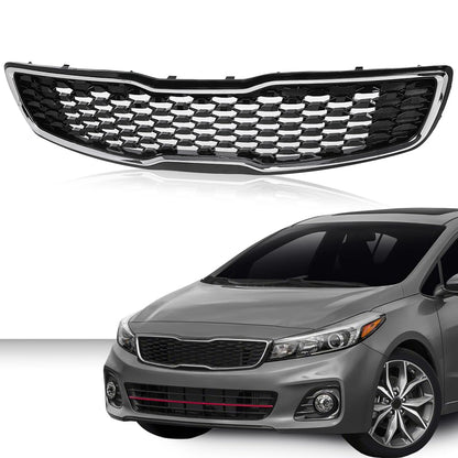 G-PLUS Front Upper Bumper Grille Grill Chrome & Black Compatible with Kia Forte5 Hatchback EX LX 2017 2018 86350-A7810, 86350A7810, 86350A7830, 86350-A7830