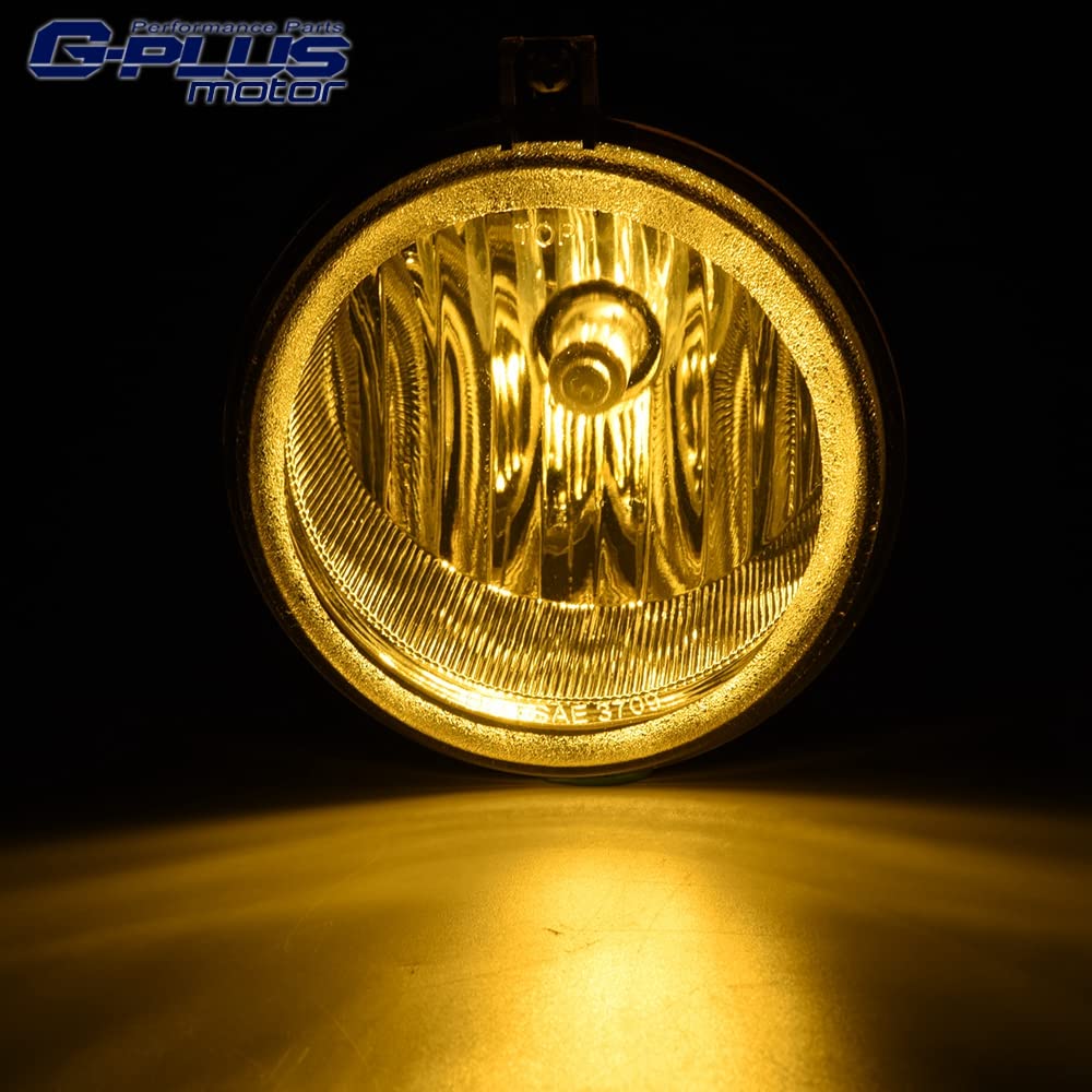 G-PLUS 2pcs Set Fog Light Bumper Lamps Compatible with Dodge Challenger Charger Nitro Avenger Caliber Yellow Lens (Bulbs are included)