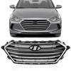 G-PLUS Front Upper Bumper Grille Chrome & Black Grill Trim Compatible With 2017-2018 Hyundai Elantra