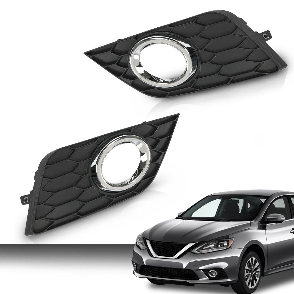 G-PLUS Front Bumper Fog Light Lamp Frame Covers w/Hole Compatible with Nissan Sentra 2016-2019 622564AF0B 622574AF0B NI1039142 NI1038142 LH&RH