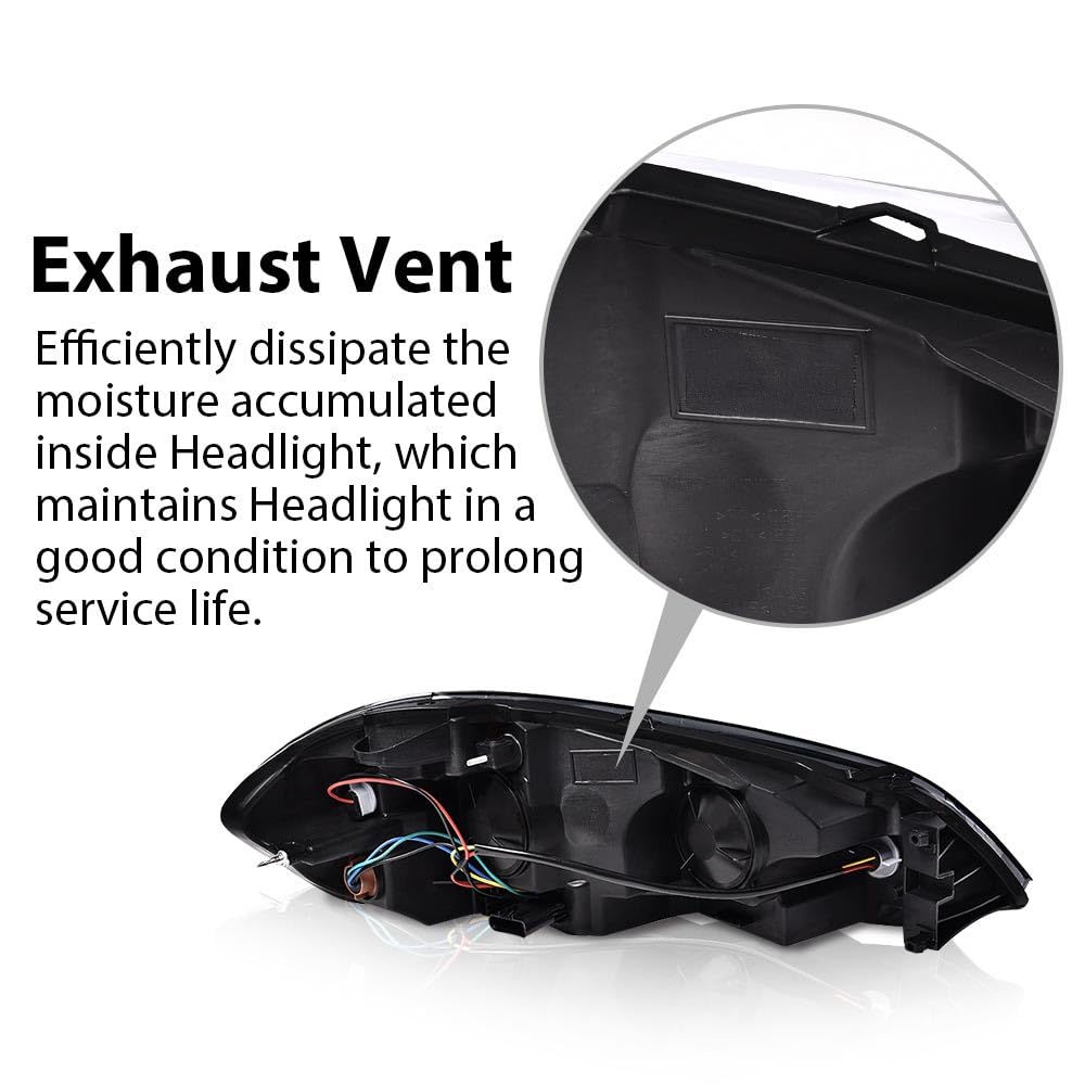 G-PLUS Headlights Assembly Fit Chevy Monte Carlo 2006 2007/Chevy Impala 2006-2013/Chevy Impala Limited 2014 2015 2016 Headlamps W/o Bulbs Smoky Lens Black Housing Clear Reflector,faros delanteros