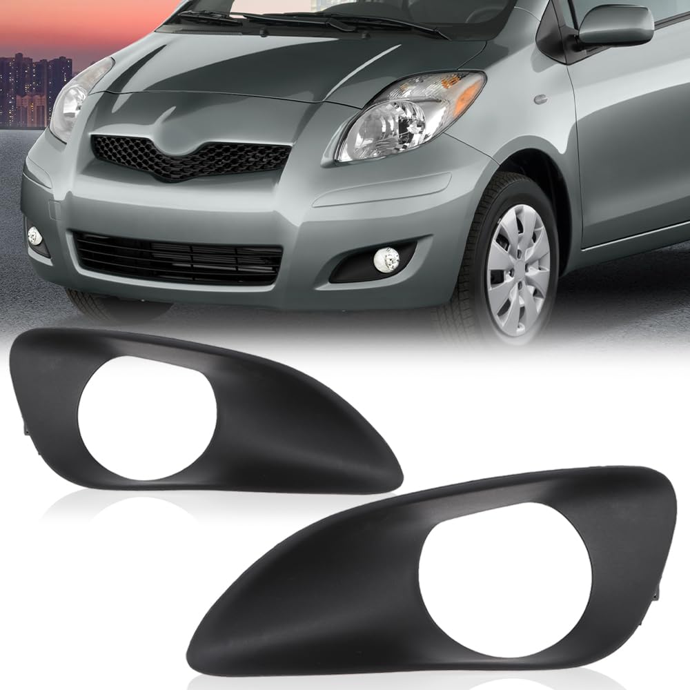 G-PLUS Front Bumper Fog Light Driving Lamp Cover Trim Compatible with Toyota Yaris Sedan 2007-2013/Fit Toyota Vios Limo (XP90) 2007-2013/Fit Belta 2006-2012 52127-0D190, 52128-0D090