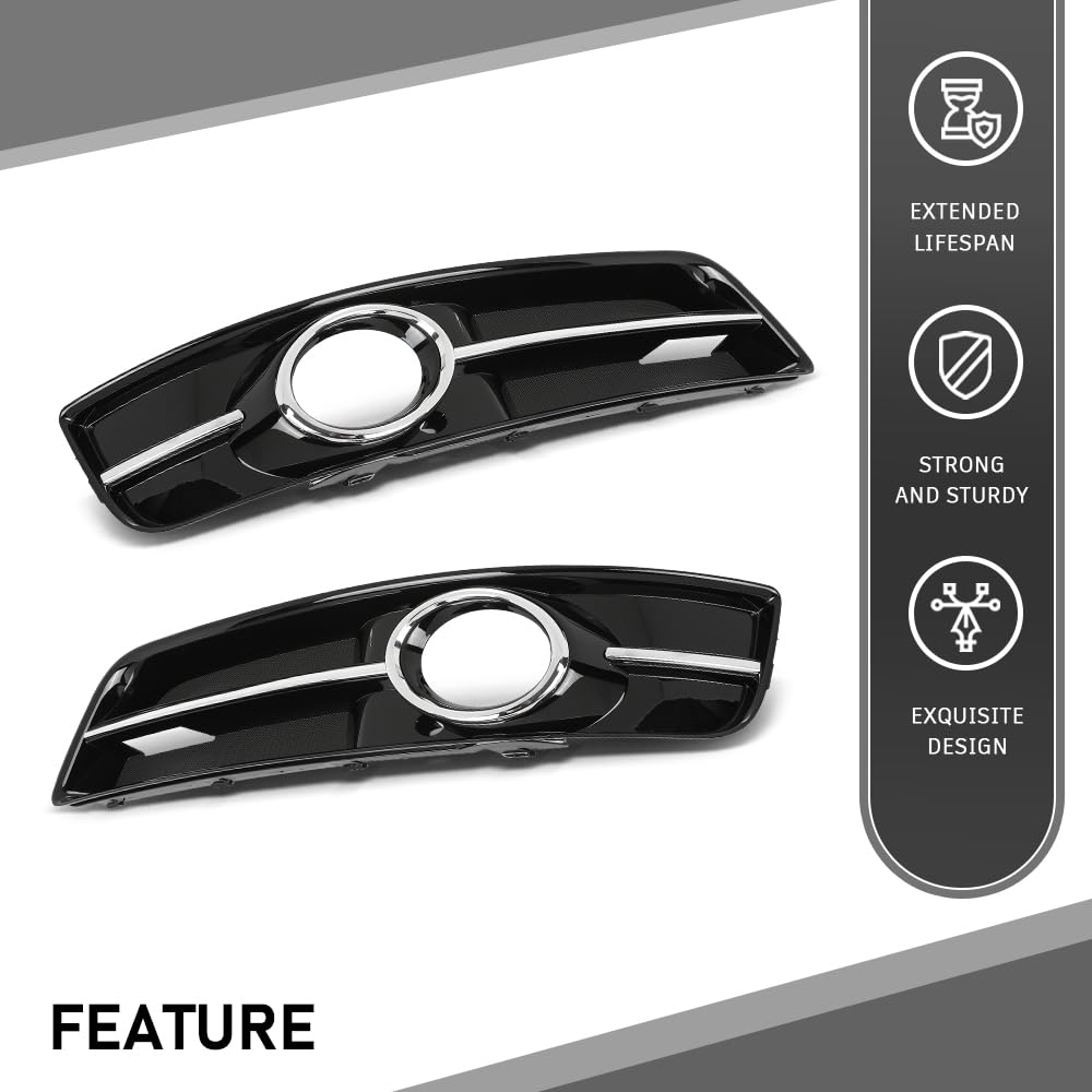 G-PLUS Front Fog Light Lamp Cover Grille Bezel Chrome Left+Right Compatible with Audi A3 2010-2013 8P0807681AA