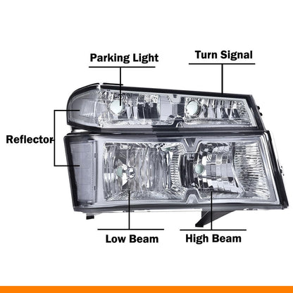 G-PLUS Headlights Assembly Compatible with Chevy Colorado/GMC Canyon 2004-2012,Fit Isuzu i-280 i-350 2006,Fit Isuzu i-290 i-370 2007-2008 Headlamps Smoky Lens Chrome Housing Clear Reflector