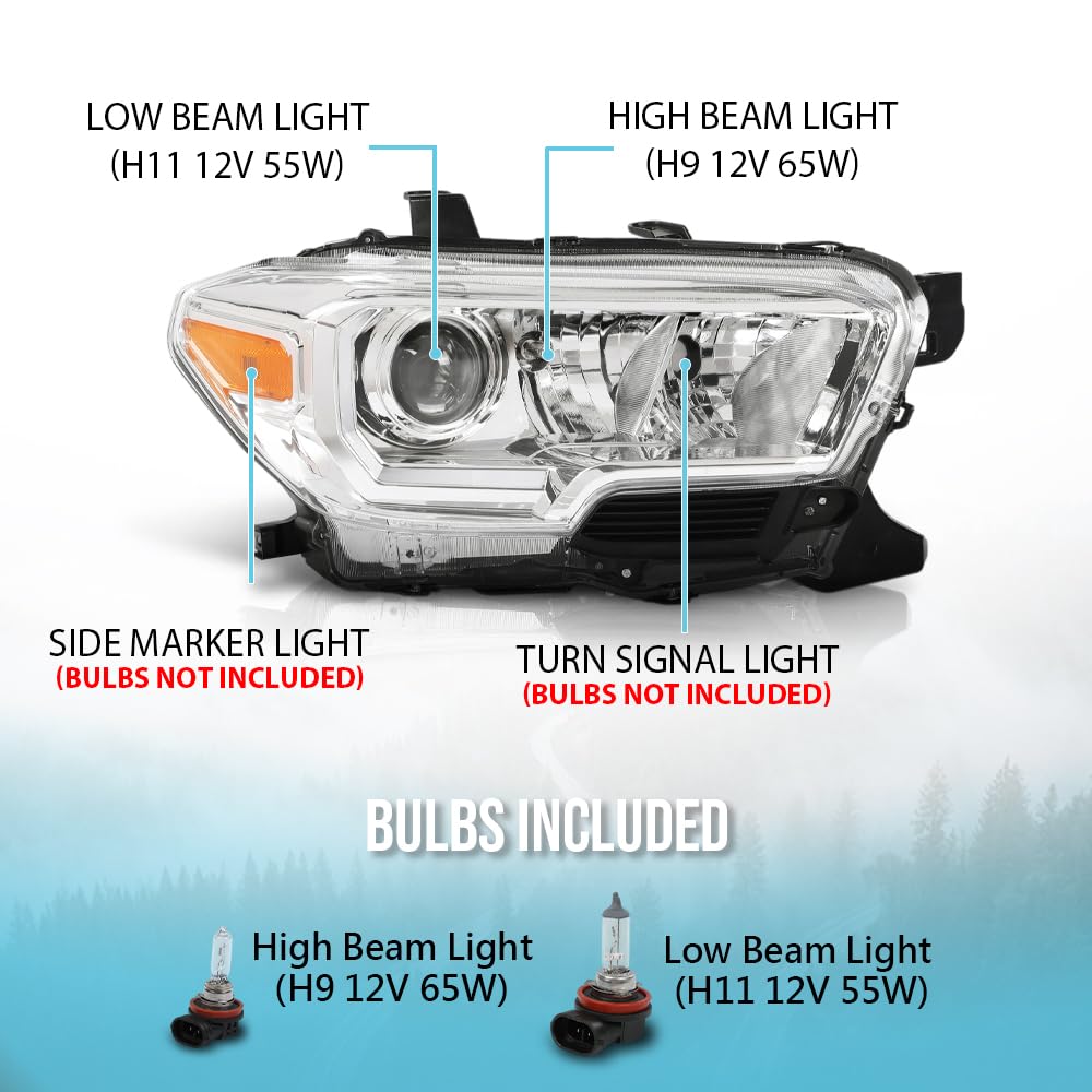 G-PLUS Headlight Assembly Right Side Compatible with Toyota Tacoma SR Crew Cab/Extend Cab Pickup 2019-2023 White